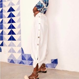 FARM Rio linen pants side button detail